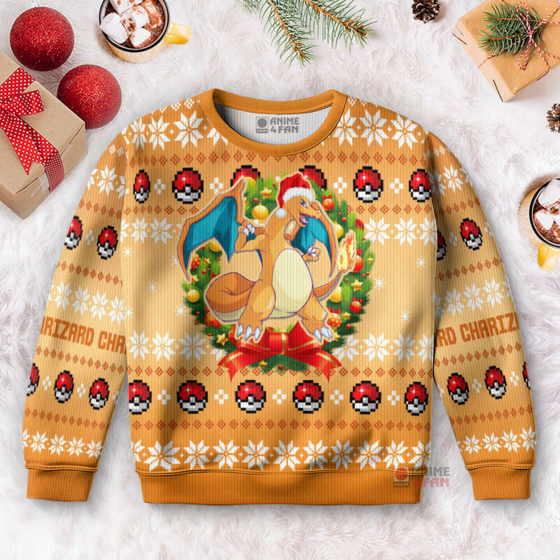 3D Anime Pokemon Charizard Custom Fandom Ugly Christmas Sweater VA310067