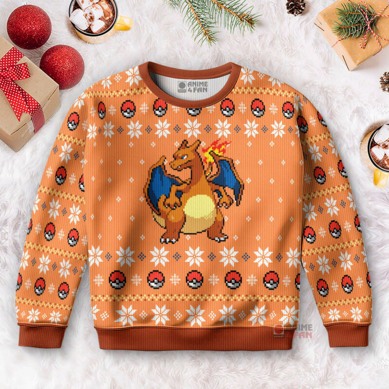 3D Anime Pokemon Blaze Charizard Custom Fandom Ugly Christmas Sweater VA310134