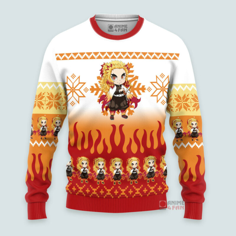 3D Anime Demon Slayer Kyojuro Rengoku Custom Ugly Christmas Sweater VA311043