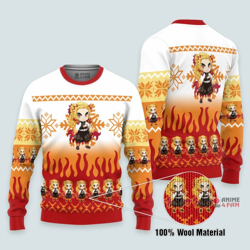 3D Anime Demon Slayer Kyojuro Rengoku Custom Ugly Christmas Sweater VA311043