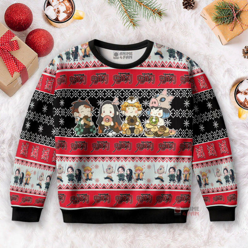 3D Anime Demon Slayer Tanjiro Friends Custom Fandom Ugly Christmas Sweater VA311037