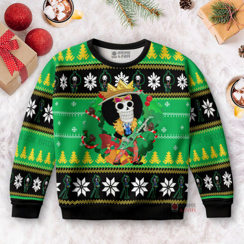 3D Anime One Piece Brook Custom Fandom Ugly Christmas Sweater VA311070