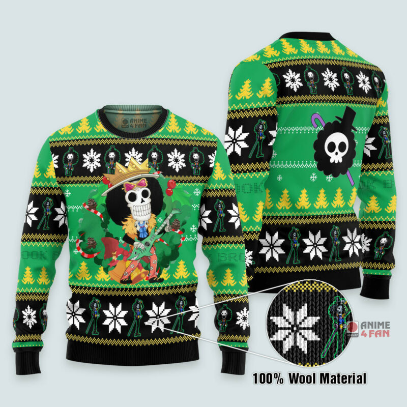 3D Anime One Piece Brook Custom Fandom Ugly Christmas Sweater VA311070