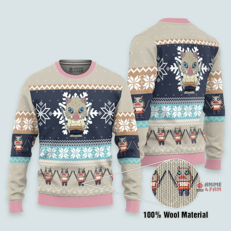 3D Anime Demon Slayer Inosuke Hashibira Custom Ugly Christmas Sweater VA311153