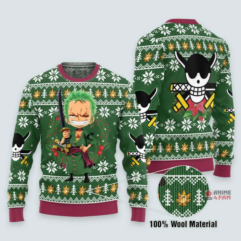 3D Anime One Piece Zoro Custom Fandom Ugly Christmas Sweater VA311163