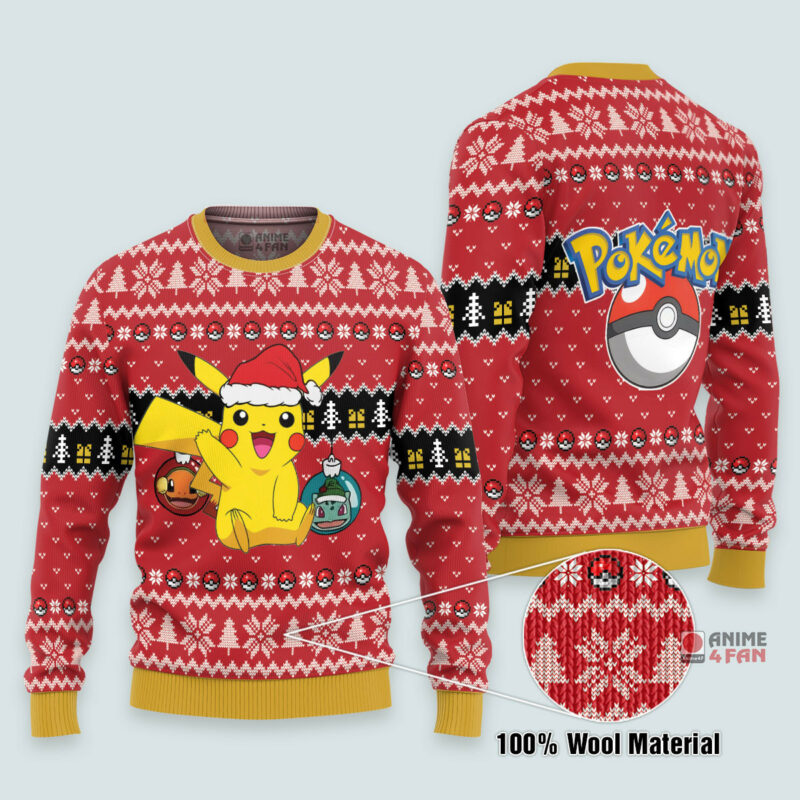 3D Anime Pokemon Cute Pikachu Custom Fandom Ugly Christmas Sweater VA311164