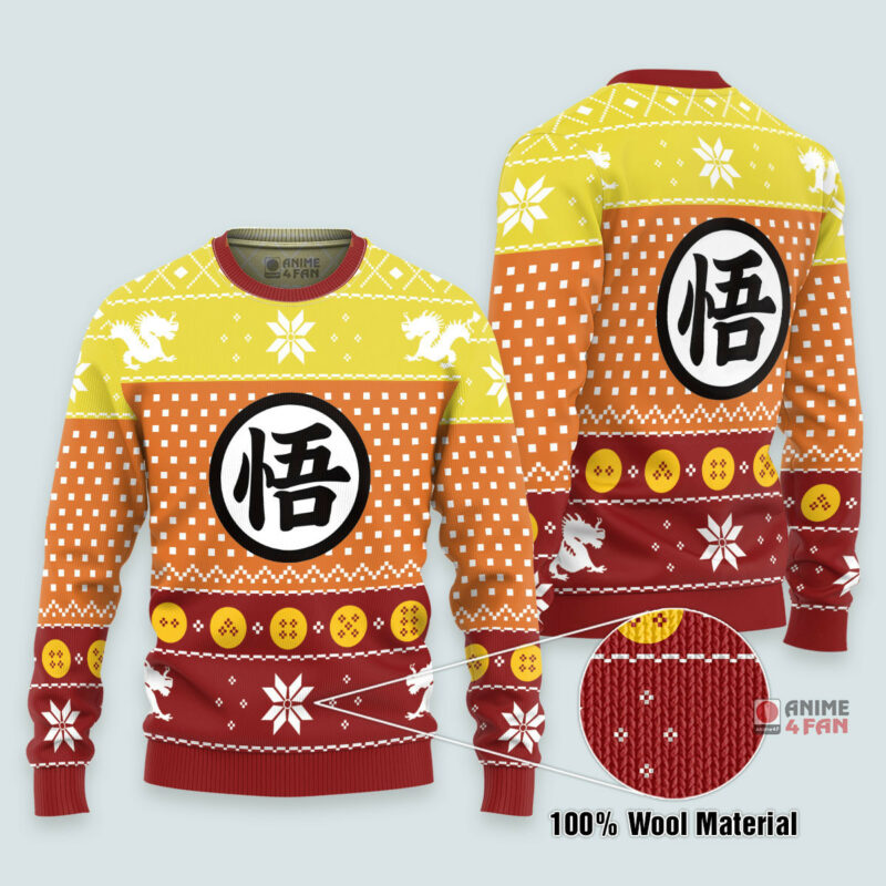 3D Anime Dragon Ball Goku Kanji Custom Ugly Christmas Sweater VA311182