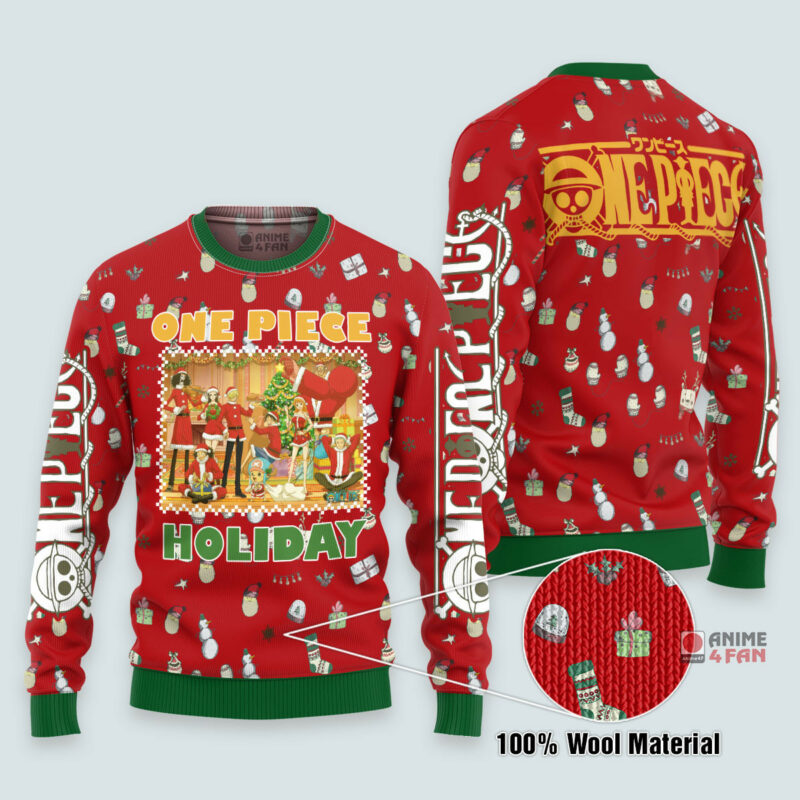 3D Anime One Piece Characters Happy Holidays Custom Fandom Ugly Christmas Sweater VA311252