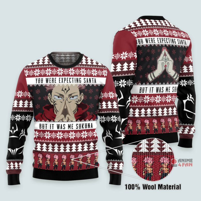 3D Anime Jujutsu Kaisen Santa Sukuna Custom Fandom Ugly Christmas Sweater