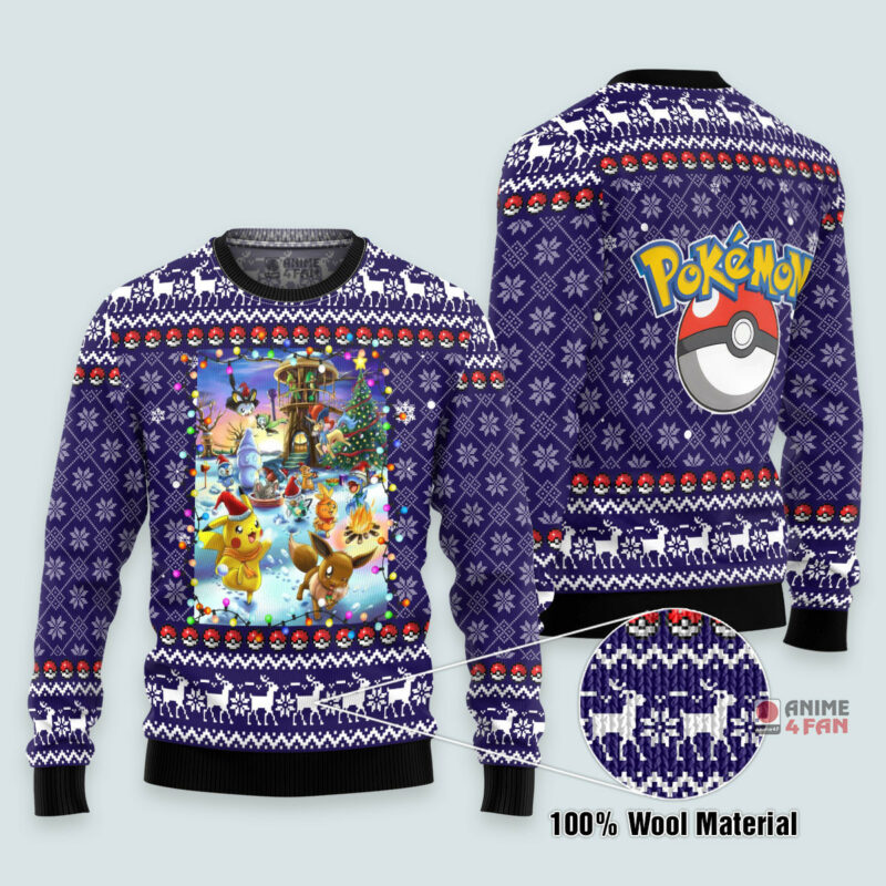 3D Anime Pokemon Happy Pokemon Custom Fandom Ugly Christmas Sweater