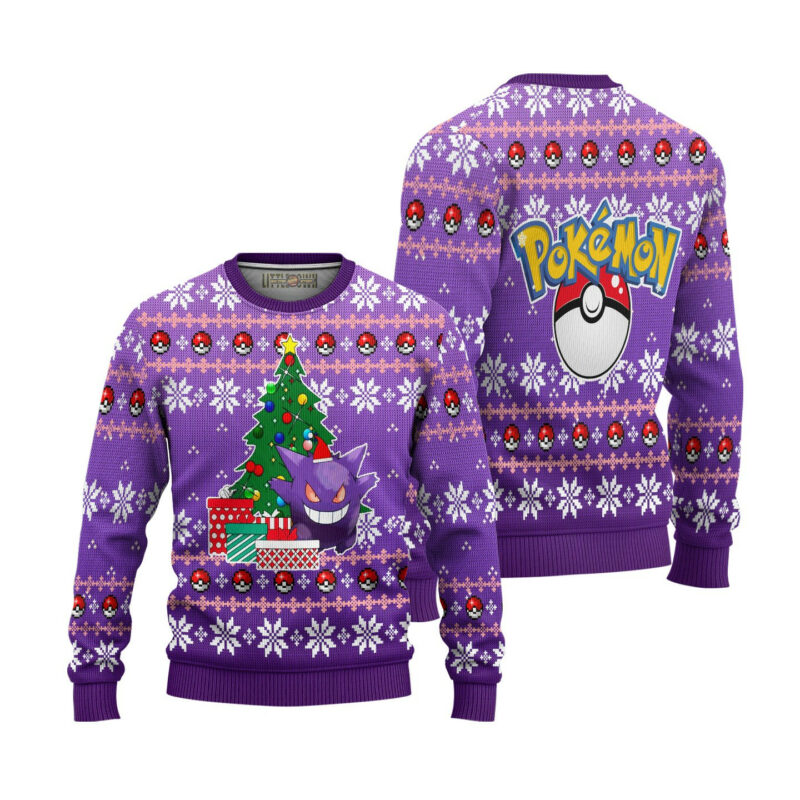 3D Anime Pokemon Gengar V2 Custom Fandom Ugly Christmas Sweater