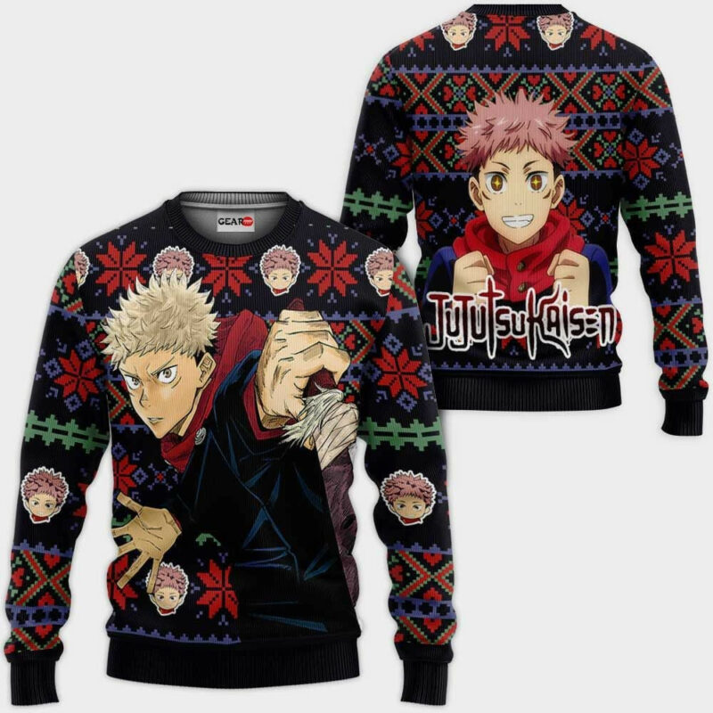 Jujutsu Kaisen Yuji Itadori Custom Ugly Christmas Sweater