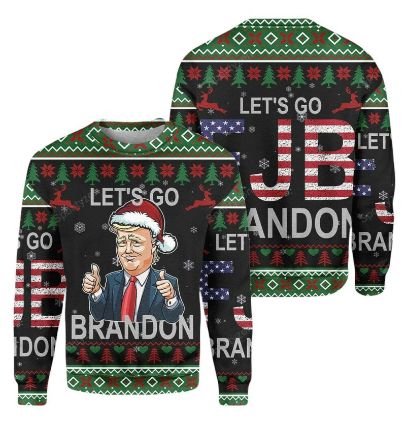 FJB Trump Funny Let's Go Brandon Christmas Sweater HD - Unisex Funny Winter Holiday Ugly Christmas Sweater