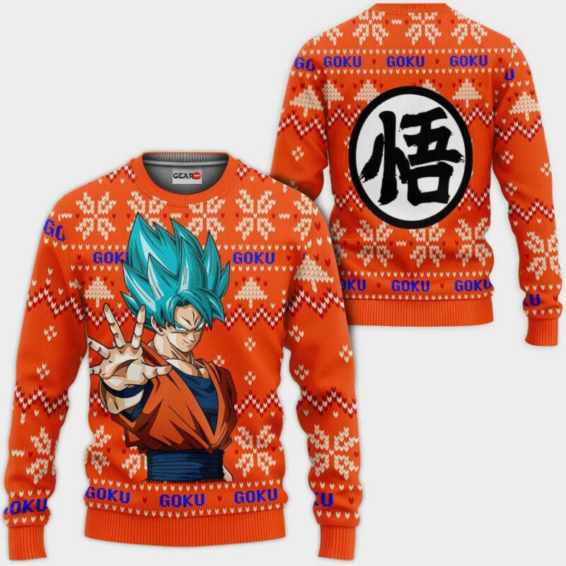 Dragon Ball Z Goku Blue Ugly Christmas Sweater