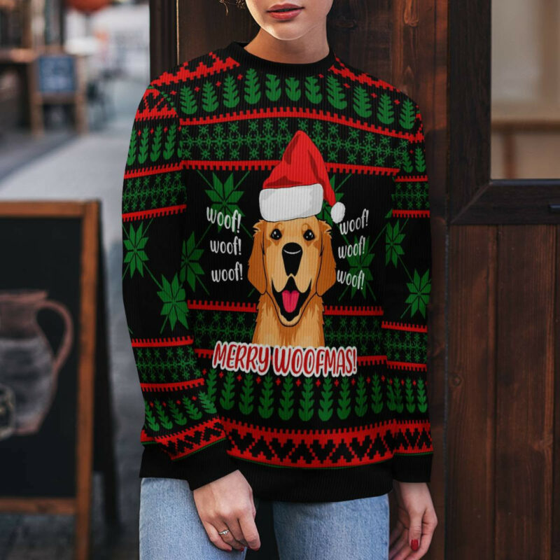 Golden Retriever Woofmas Ugly Christmas Sweater