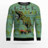 Skateboard Dinosaur Ugly Christmas Sweater