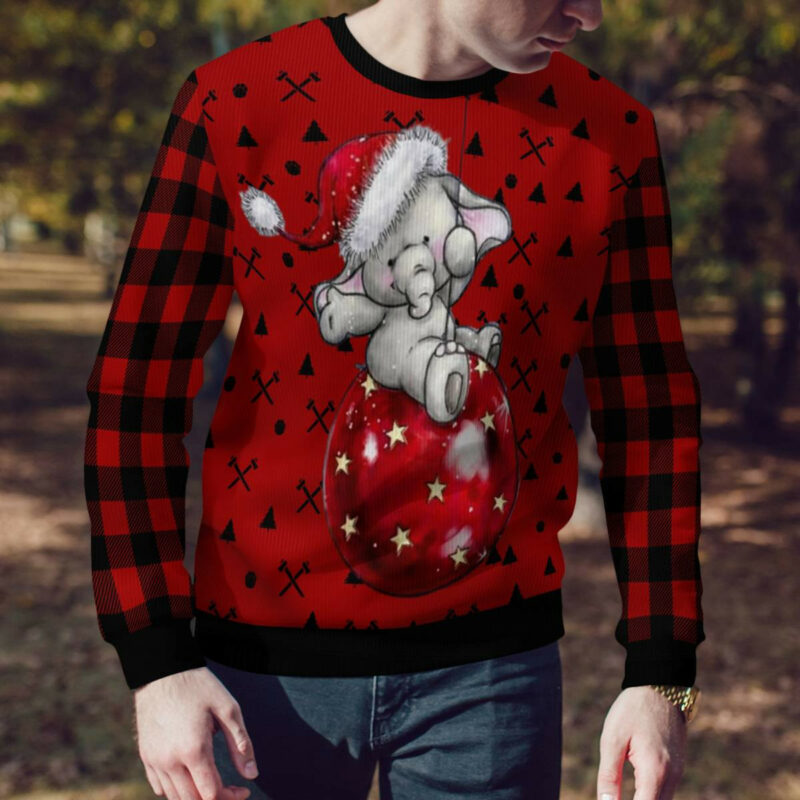 Elephant Cute Red Pattern Ugly Christmas Sweater