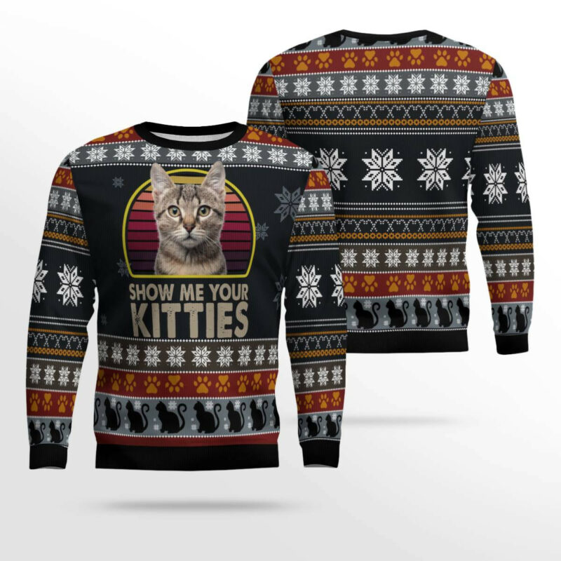 Cat Show Me Your Kitties Ugly Christmas Sweater