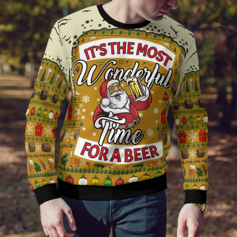 Christmas Most Wonderful Time For Beer Ugly Christmas Sweater