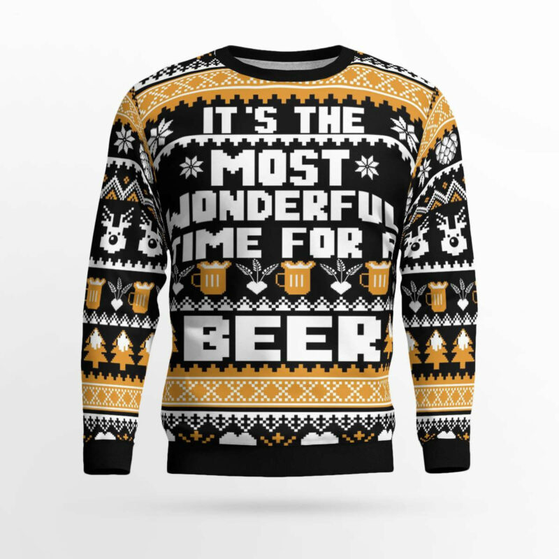 Wonderful Time For A Beer Ugly Christmas Sweater