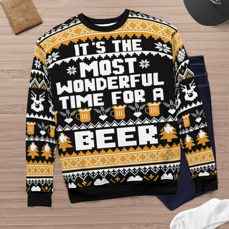 Wonderful Time For A Beer Ugly Christmas Sweater