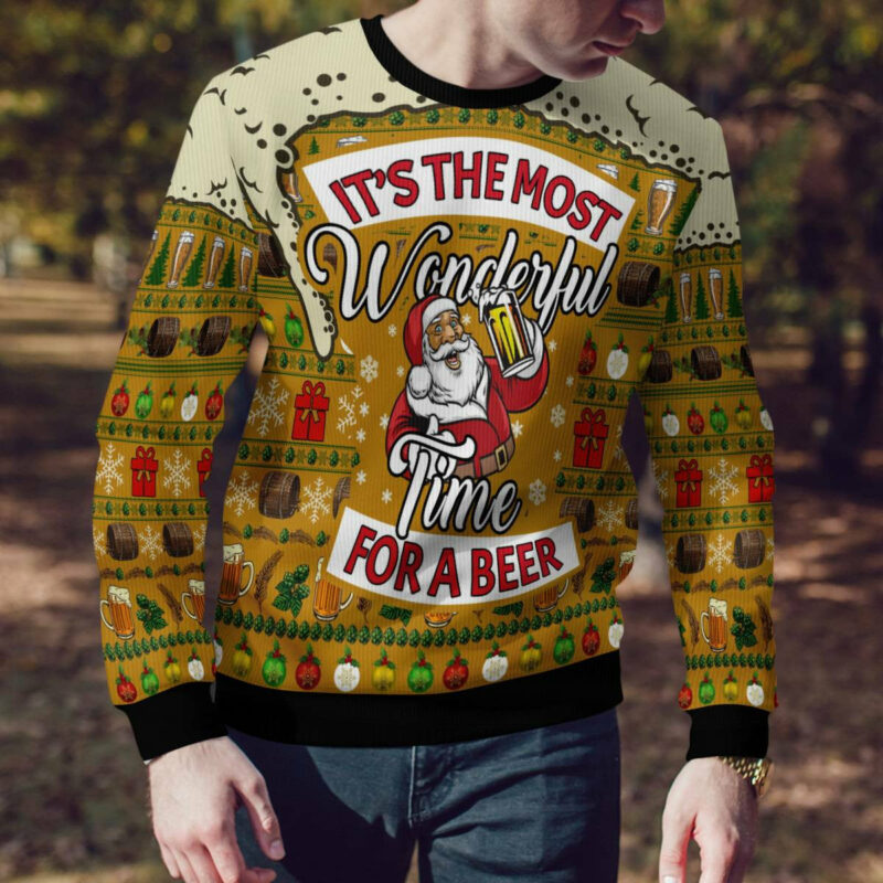 Christmas Most Wonderful Time For Beer Ugly Christmas Sweater