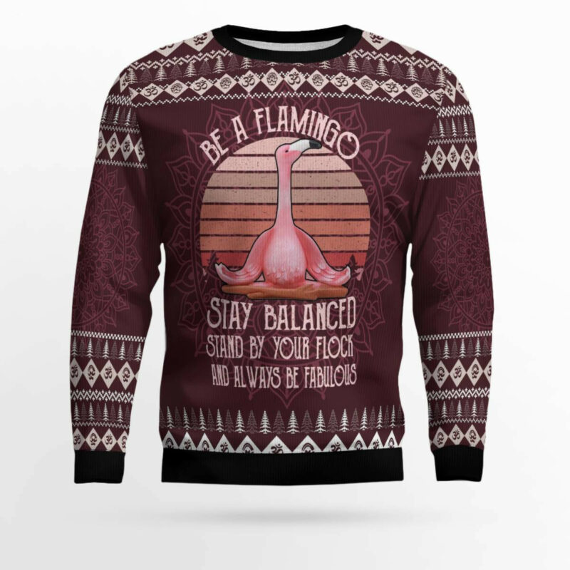 Flamingo Yoga Ugly Christmas Sweater