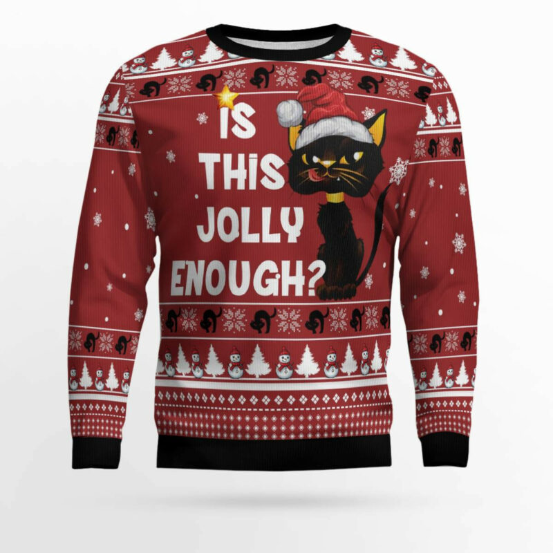 Is This Jolly Enough Black Cat Ugly Christmas Sweater