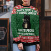 Black Cat Drink Coffee Ugly Christmas Sweater