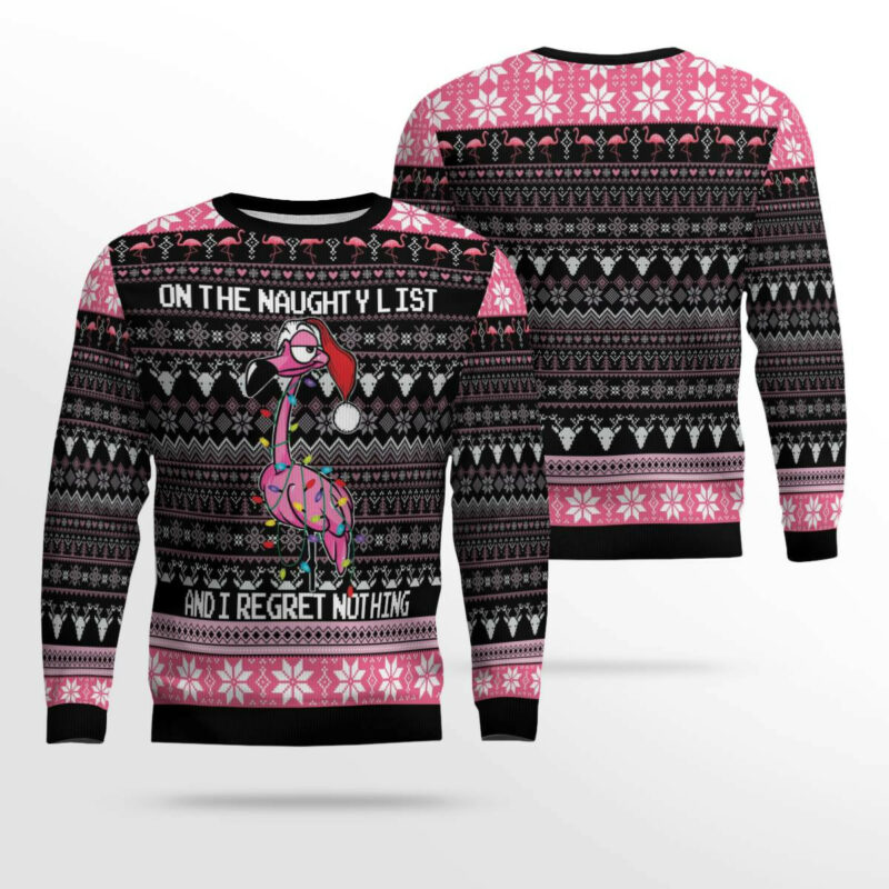 Flamingo Naughty List Ugly Christmas Sweater