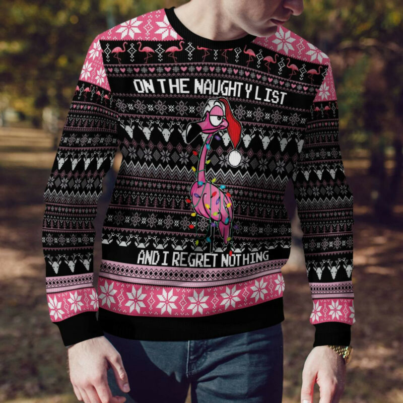 Flamingo Naughty List Ugly Christmas Sweater