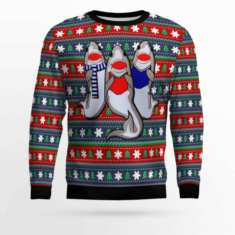 Carolling Sharks Ugly Christmas Sweater