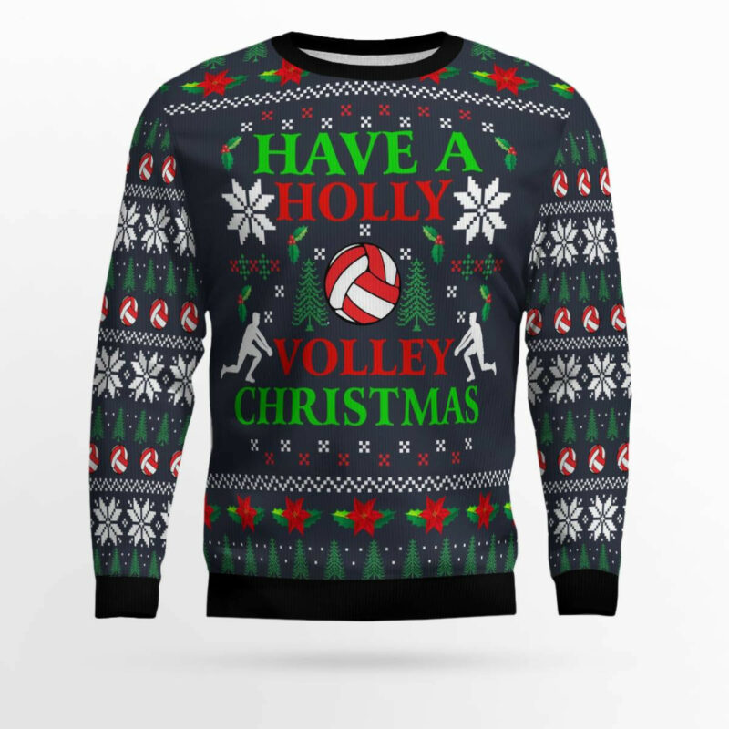 Holly Volley Volleyball Ugly Christmas Sweater