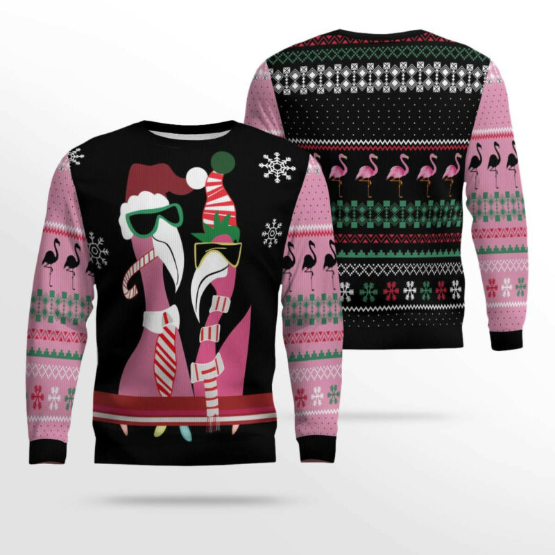 Flamingo Candy Cane Ugly Christmas Sweater