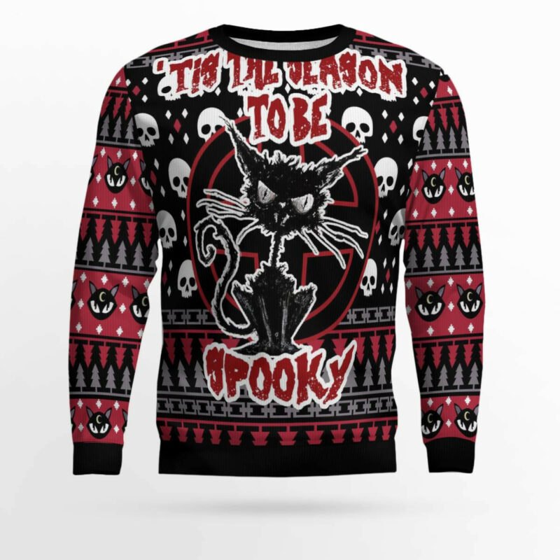 Black Cat Spooky Halloween Ugly Christmas Sweater