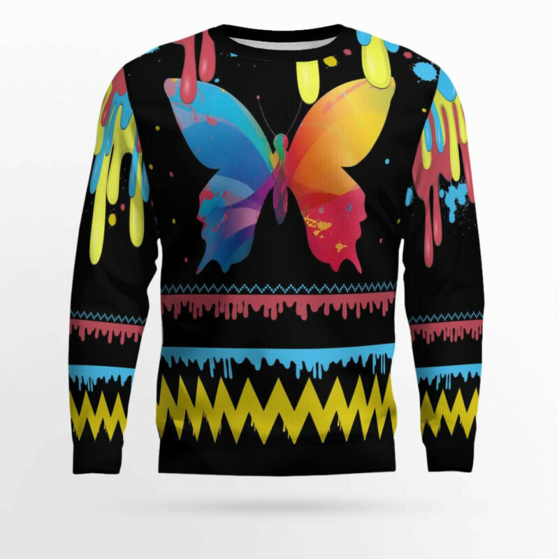 Butterfly Colorful Beauty Ugly Christmas Sweater