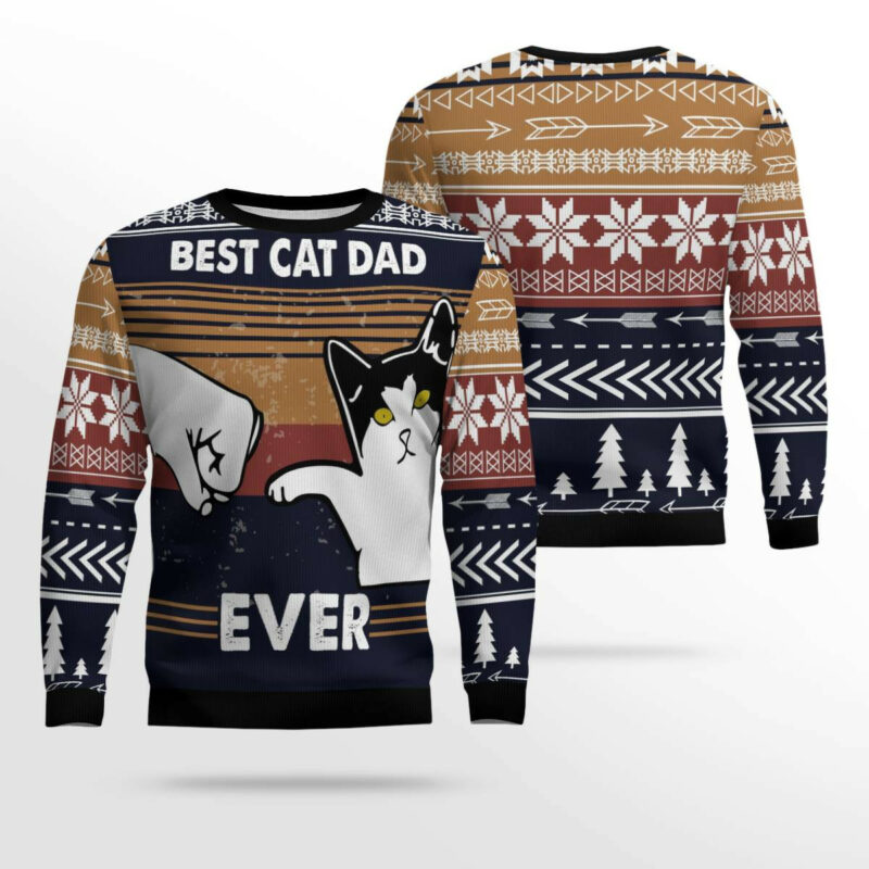 Best Cat Dad Ever Ugly Christmas Sweater