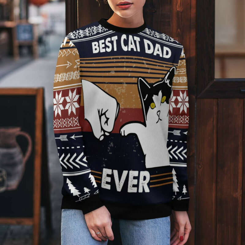 Best Cat Dad Ever Ugly Christmas Sweater