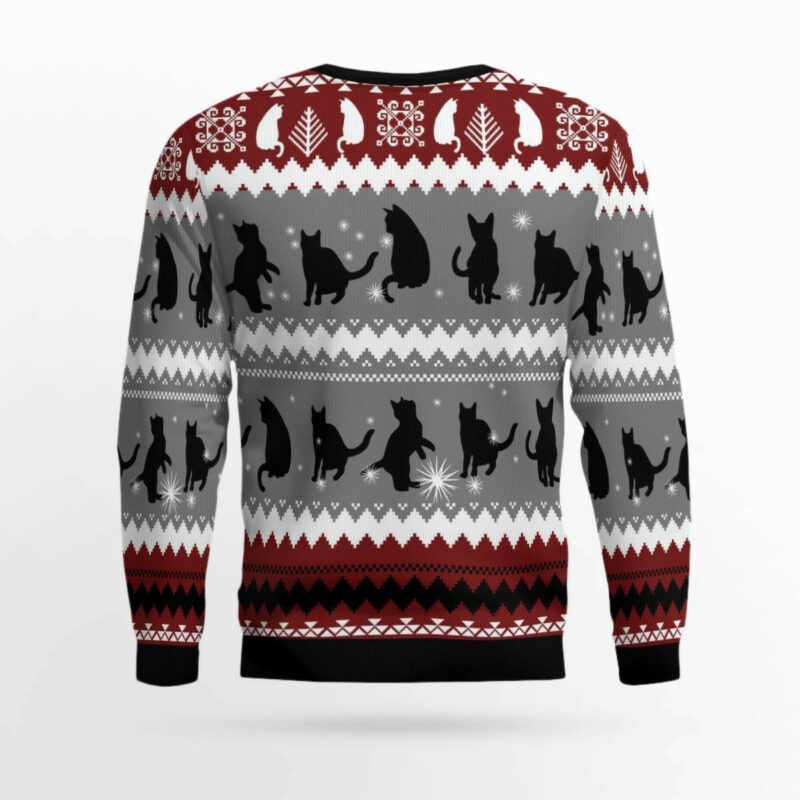 Black Cat Tree Killer Ugly Christmas Sweater