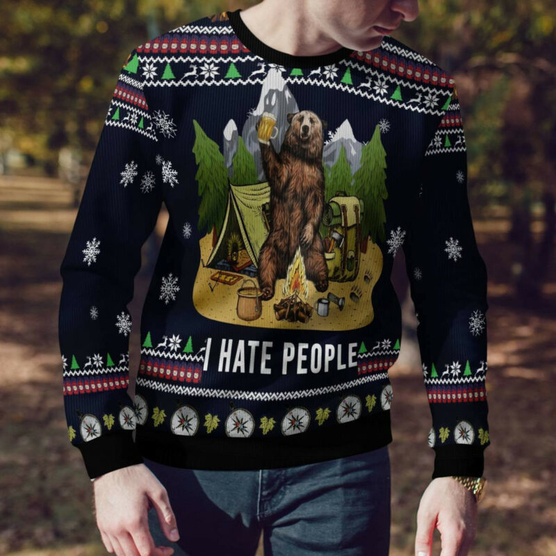 Camping I Hate People Ugly Christmas Sweater