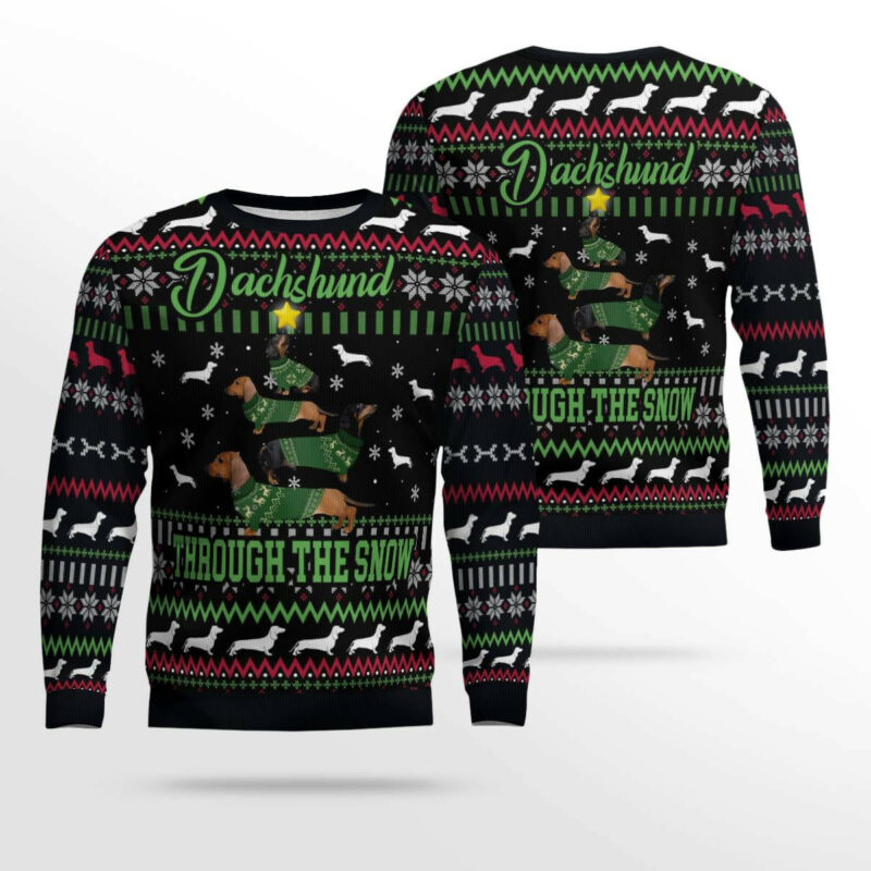 Dachshund Through Snow Christmas Ugly Christmas Sweater