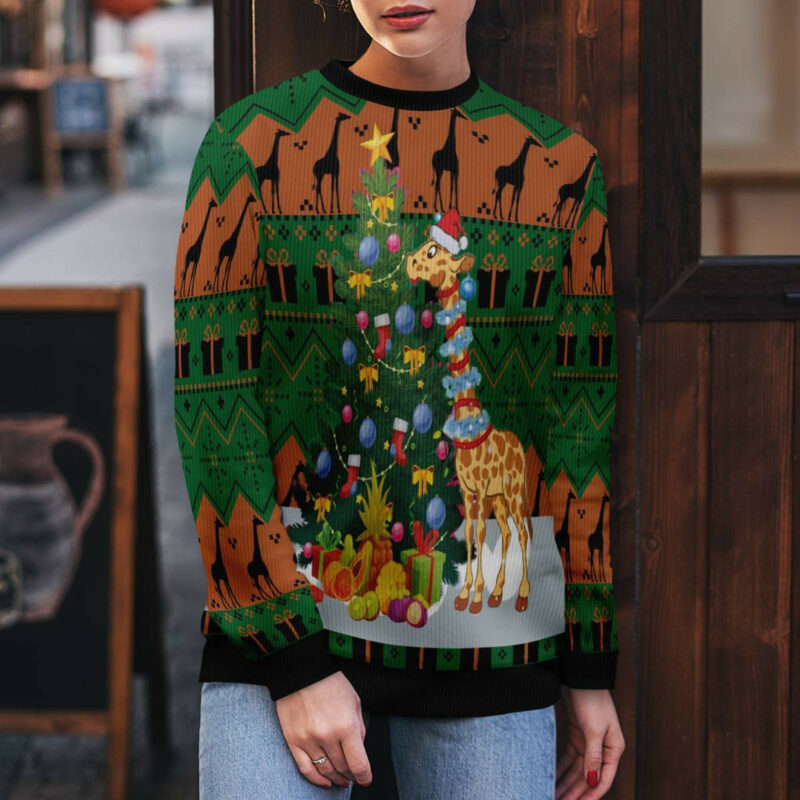 Christmas Tree Giraffe Ugly Christmas Sweater