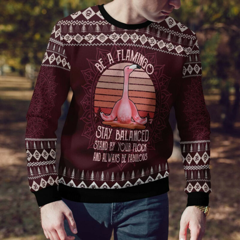 Flamingo Yoga Ugly Christmas Sweater