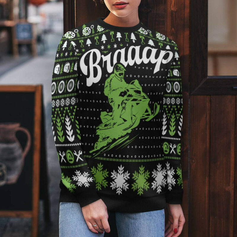 Braaap Snowmobile Ugly Christmas Sweater