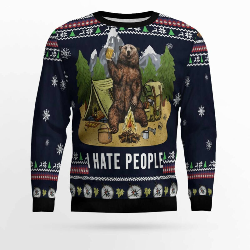 Camping I Hate People Ugly Christmas Sweater