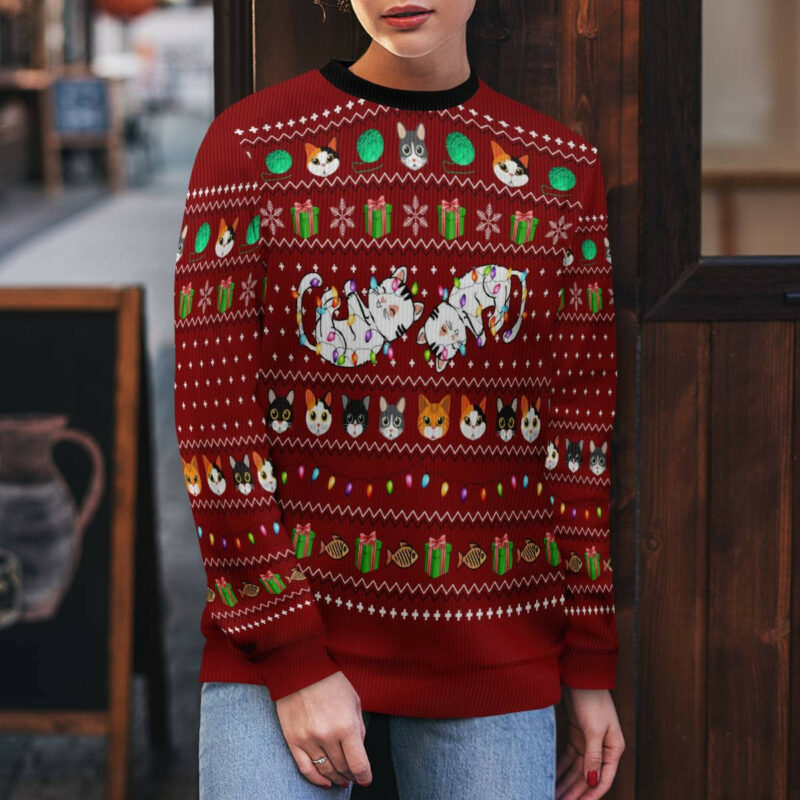 Cat Light Ugly Christmas Sweater