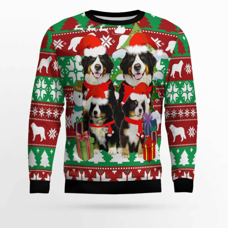 Bernese Mountain Dog Family Ugly Christmas Sweater