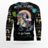 Dinosaur Unicorn Ride Hard Ugly Christmas Sweater