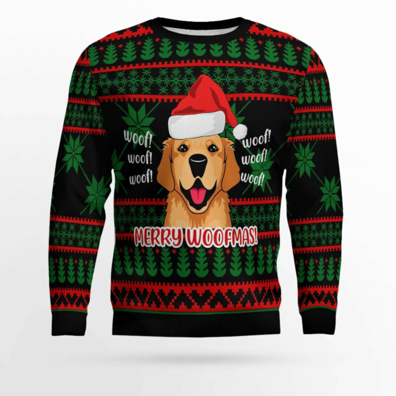 Golden Retriever Woofmas Ugly Christmas Sweater