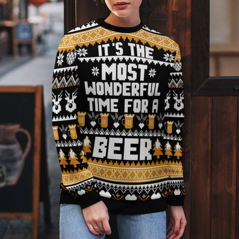 Wonderful Time For A Beer Ugly Christmas Sweater